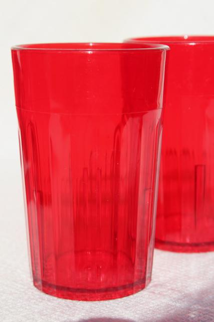 vintage Silite red plastic unbreakable drinking glasses, small 4 oz tumblers