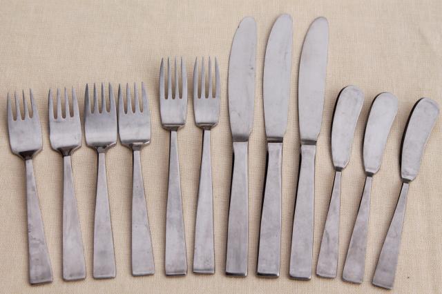 vintage Sola stainless steel flatware, Euro mod style silverware made in Holland