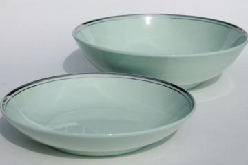 vintage Universal pottery Ballerina Mist green platinum silver trim bowls
