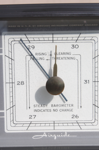 Vintage Airguide barometer, 1960s desk weather station instruments