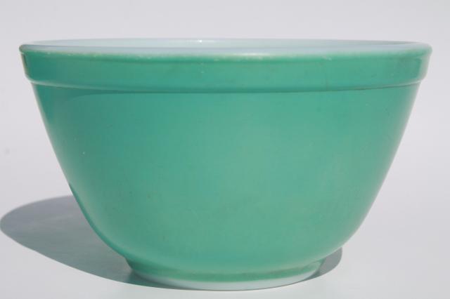 vintage aqua turquoise Pyrex baking pan or fridge dish & small mixing bowl