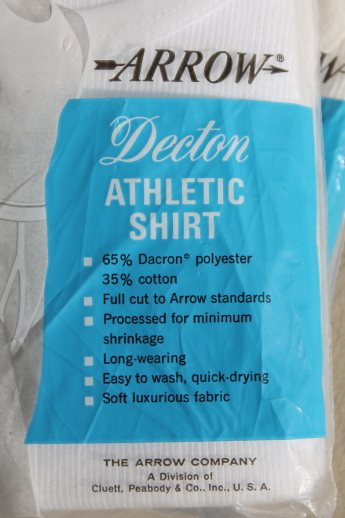 Vintage Arrow Decton undershirts in original package, mens small ribbed tank athletic shirts
