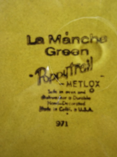 Vintage avocado green dinner plates, La Mancha  Metlox PoppyTrail pottery