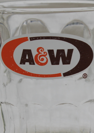Vintage A&W root beer mugs, glass mug lot w/ different old A & W advertising logos