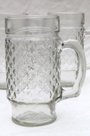 vintage beer mugs / root beer glasses, set of 4 large glass mugs or beer steins