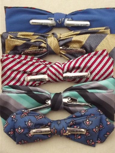 Vintage bow ties lot, collection of  50s 60s clip on bowties