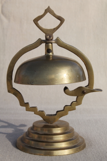 Vintage brass store counter bell / hotel desk bell, service or reception bell