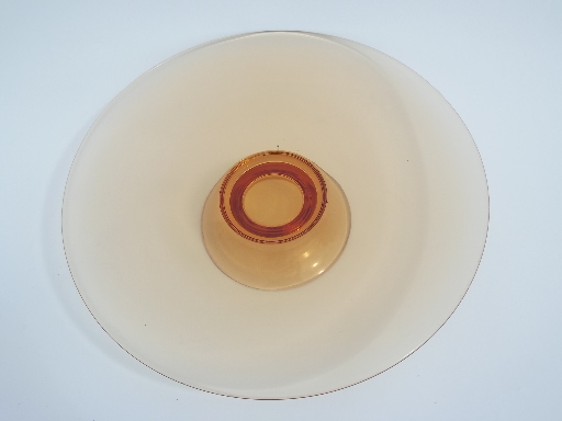 Vintage cake stand, low footed pedestal plate, Fostoria amber glass