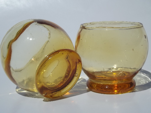 Vintage Cambridge amber glass liqueur glasses for Farberware chrome