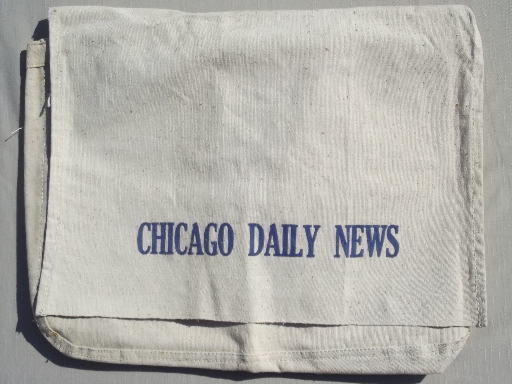 Vintage canvas messenger bag, Chicago Daily News paperboy newspaper bag