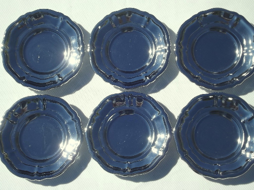 Vintage chrome silver absinthe plate saucers, art deco chrome bar plates