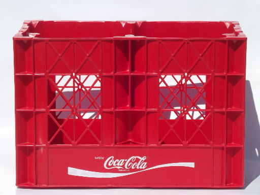 Vintage Coke crate, retro red plastic  carrier for 2 lt soda bottles