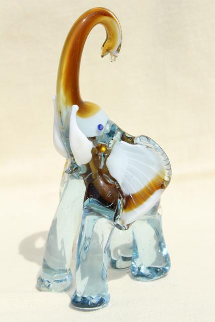 vintage colored glass elephant figurine, Barovier Murano Italian art glass