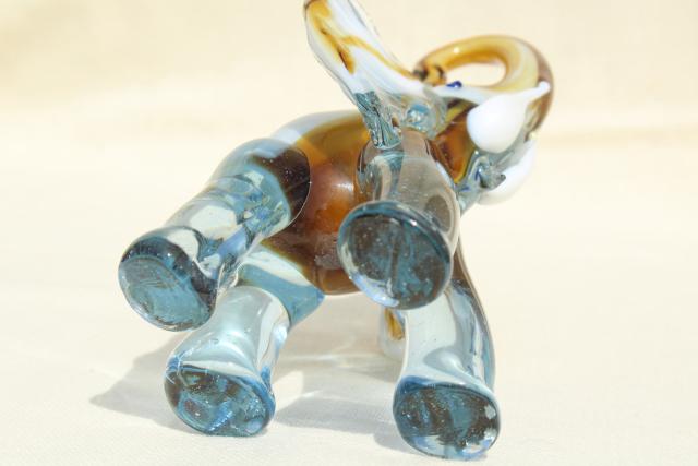 vintage colored glass elephant figurine, Barovier Murano Italian art glass