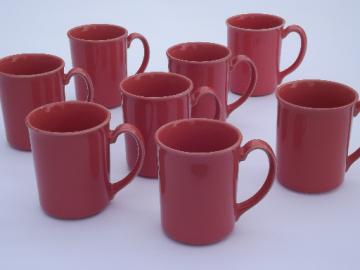 Vintage Corning Prego mugs set of 8 coffee cups, terracotta peach color