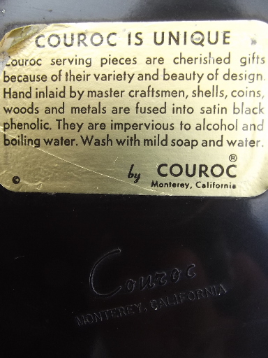 Vintage Couroc tray with Standard Oil advertising inlay design