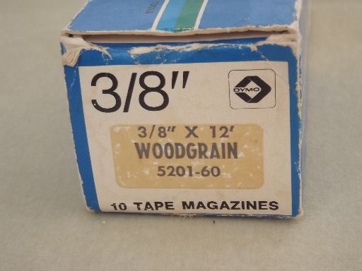 Vintage Dymo tape, box new old stock woodgrain for retro embossing!