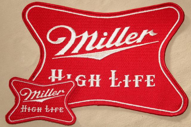 vintage embroidered patches Miller High Life beer large & small patches lot