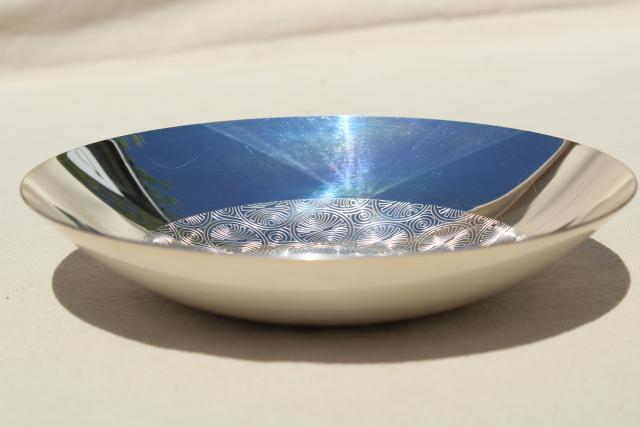 vintage etched silver plate bowl, 60s mid century scandinavian modern WMF w/ label