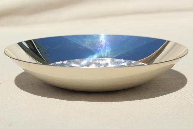 vintage etched silver plate bowl, 60s mid century scandinavian modern WMF w/ label