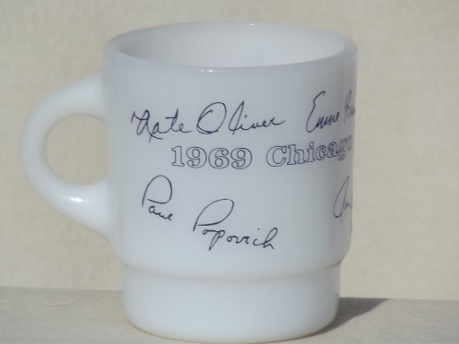 Vintage Fire King coffee mug, 1969 Chicago Cubs