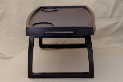 Vintage folding trays meal tray set, 70s 80s mod plastic lap trays