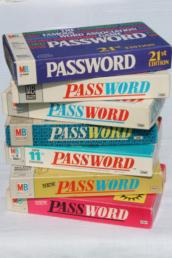 Vintage games lot - MB Password card game, seven boxes of Passwords cards