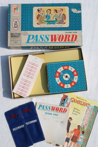 Vintage games lot - MB Password card game, seven boxes of Passwords cards