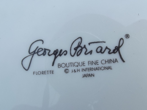Vintage Georges Briard china dinner plates, orange & yellow Florette