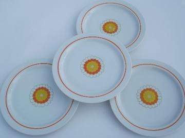 Vintage Georges Briard china dinner plates, orange & yellow Florette