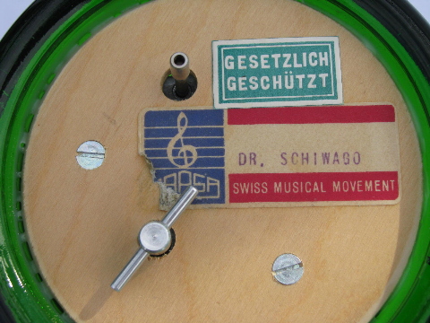 Vintage German / Bavarian wine glass, huge goblet w/ Swiss music box!