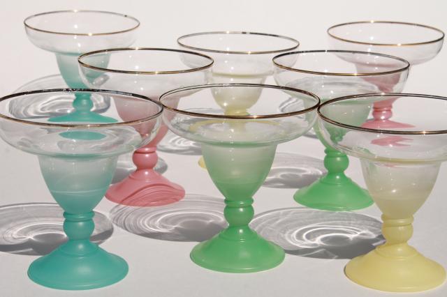 vintage glass ice cream sundae dishes, blendo color fade ombre pastel colors