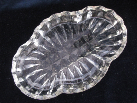 Vintage glass pickle dishes, divided plate & oval relish / celery tray