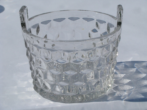 Vintage glasses & ice bucket, cubist pattern, vintage Whitehall & Fostoria American