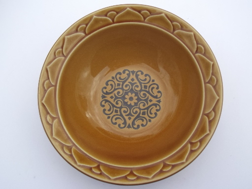 Vintage Golden Seville stoneware dishes,  Spanish moorish design in black