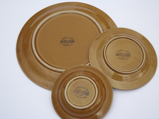 Vintage Golden Seville stoneware dishes, Spanish moorish design in black