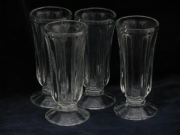 Vintage ice cream soda, float or parfait glasses, heavy ribbed glass