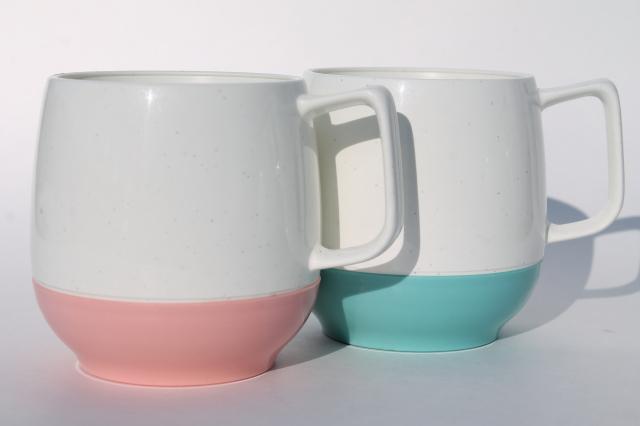 vintage insulated plastic pitcher & mugs set, Vacron thermoware in retro pastels