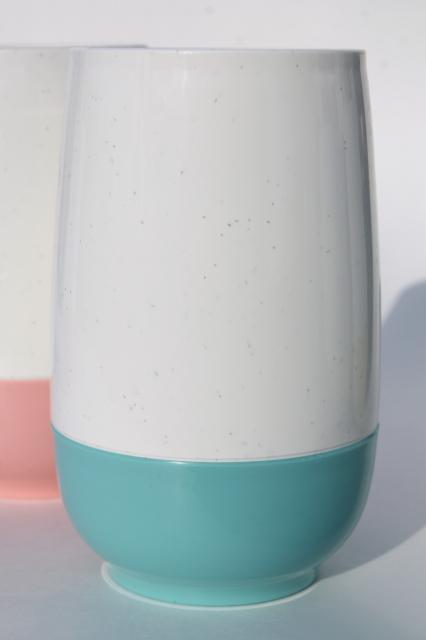 vintage insulated plastic tumblers, set Vacron thermoware drinking glasses in retro pastels