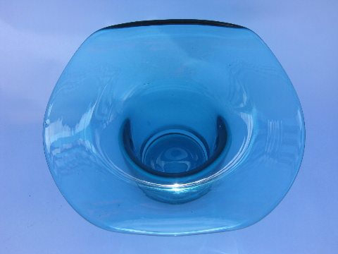Vintage Kanawha - West Virginia glass jack in the pulpit vase, aqua blue