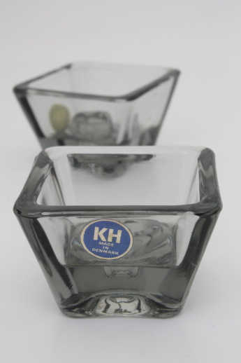 Vintage Kastrup Holmegaard danish modern square glass candle holders set