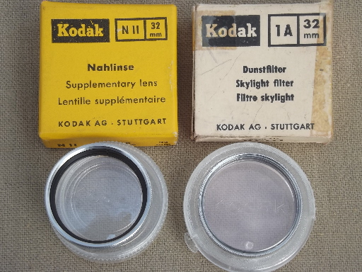 Vintage Kodak camera lens accessories, assorted lenses, filters & adapter rings