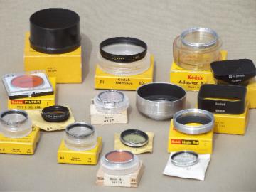 Vintage Kodak camera lens accessories, assorted lenses, filters & adapter rings