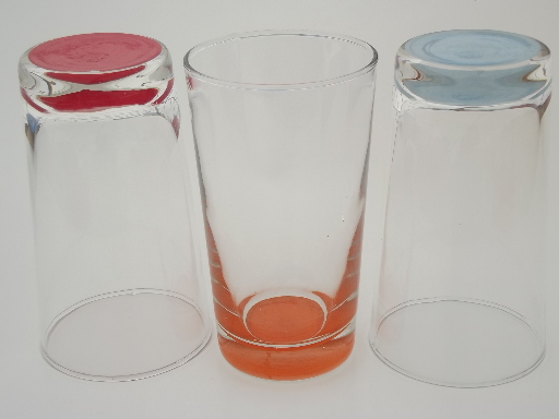 Vintage Libbey bright color base glasses, impressions colors tumblers