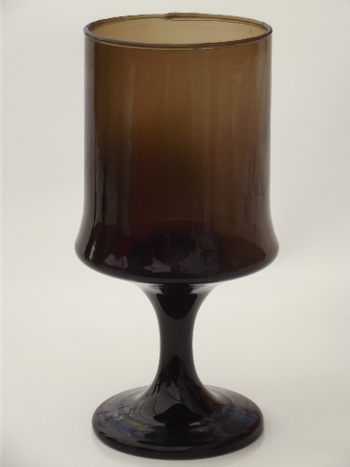 Vintage Libbey Impromptu tawny glass wine water glasses,retro smoke brown