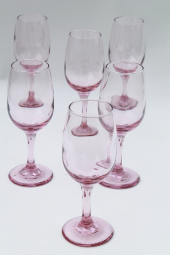 Vintage Libbey pink premier glasses, rose colored wine glasses or champagnes set of 6