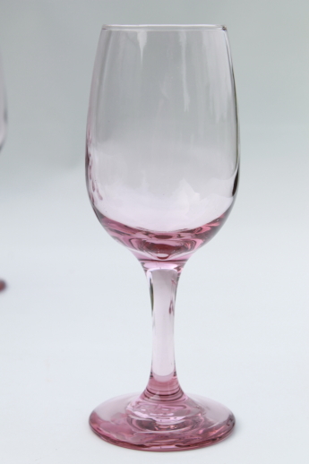Vintage Libbey pink premier glasses, rose colored wine glasses or champagnes set of 6