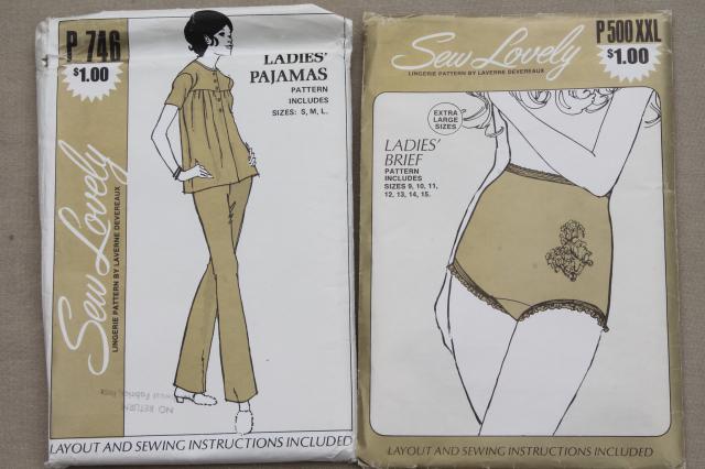 vintage lingerie sewing patterns - slips, bras & panties, negligees, pajamas, bodysuit