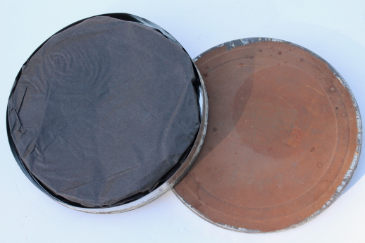 Vintage metal film canister, large 35mm bulk film tin w/film for altered art