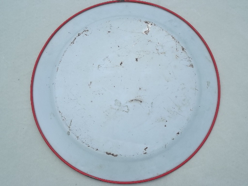 Vintage metal tray w/ retro red bandana print, big  barbeque picnic plate